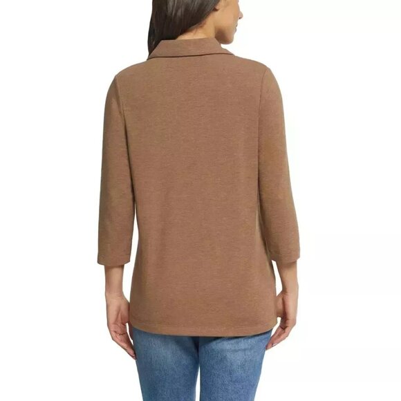 Matty M Women's Collared 3/4 Sleeve Top - Picture 5 of 7